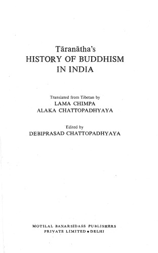 Taranatha's History of Buddhism in India