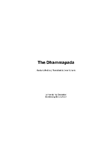 Buddhism Gautama Buddha - The Dhammapada